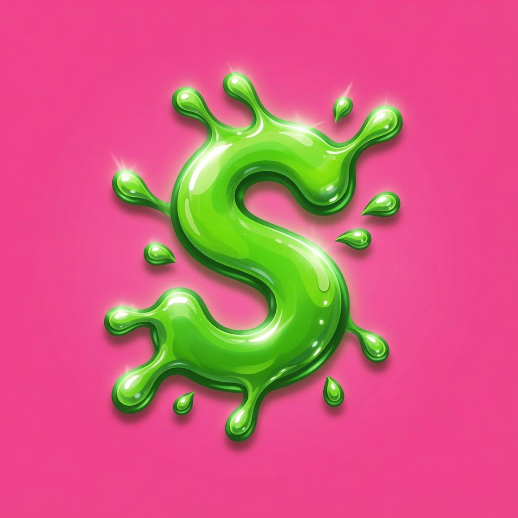 Splash Finance logo — a glossy green slime dollar sign on hot pink
